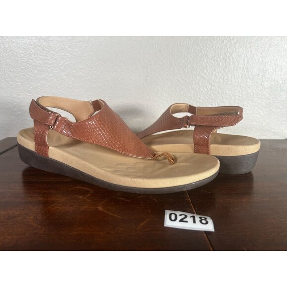 MEGNYA Orthotic Sandals Womens Sz 7.5 Brown Vegan Plantar Fasciitis Flat Feet Ho - Picture 1 of 13
